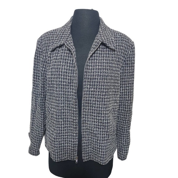 J'envie sport jacket zipper gront dark blue , gray sz 14/ L - Picture 1 of 8